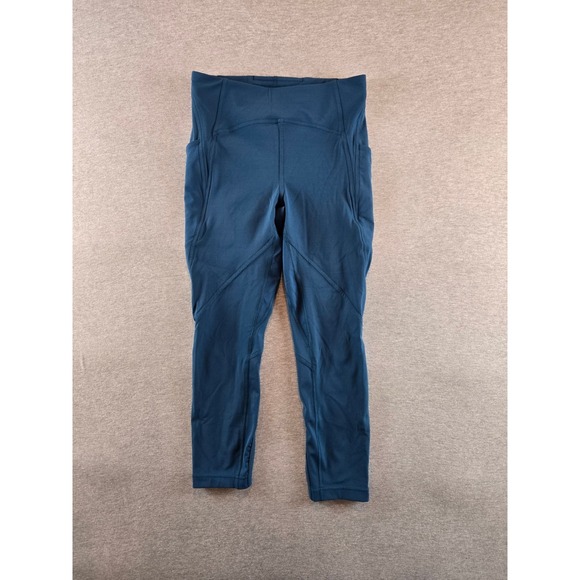 Lululemon Leave The Pack Crop Leggings Womens 6 Nile Blue‎ 23" Gym Athleisure - Picture 2 of 10